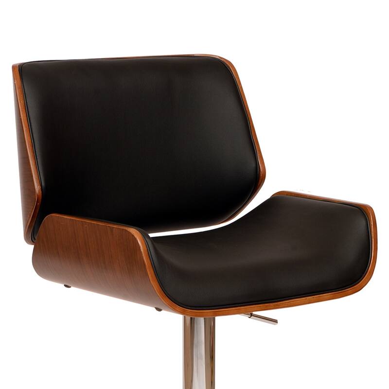 24" Adjustable Height Swivel Bar Stool with Padded Faux Leather Seat and Chrome Base for Kitchen - 46”H x 20”W x 19”D