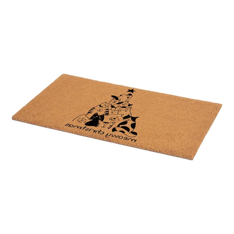 HomeRoots 17" X 29" Brown And Black Christmas Outdoor Coir Door Mat - 17.00' X '29.00