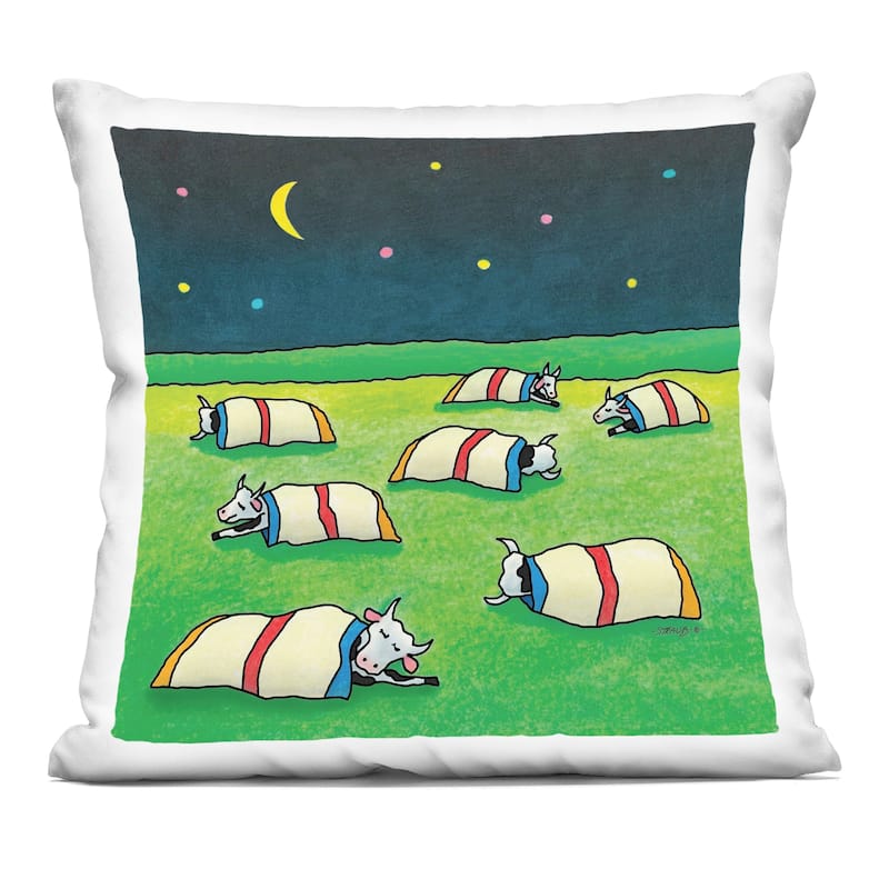 Stupell Pasture Cows Bedtime Decorative Printed Throw Pillow Design by Roger Straub - Accent - Polyester - Green - Single