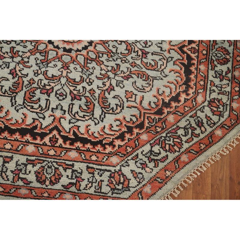 Geometric Heriz-Serapi Oriental Octagon Rug Handmade Wool Carpet - 5'11" x 5'10"