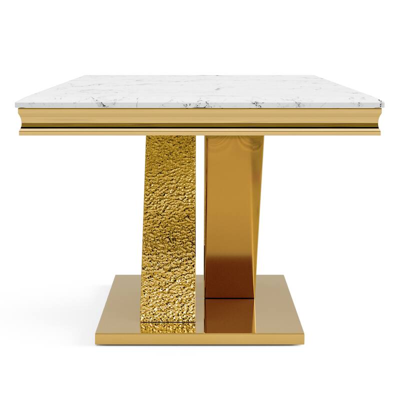 Furniture of America Thaddeus Modern X-Shaped 79-inch Dining Table with Stone Top