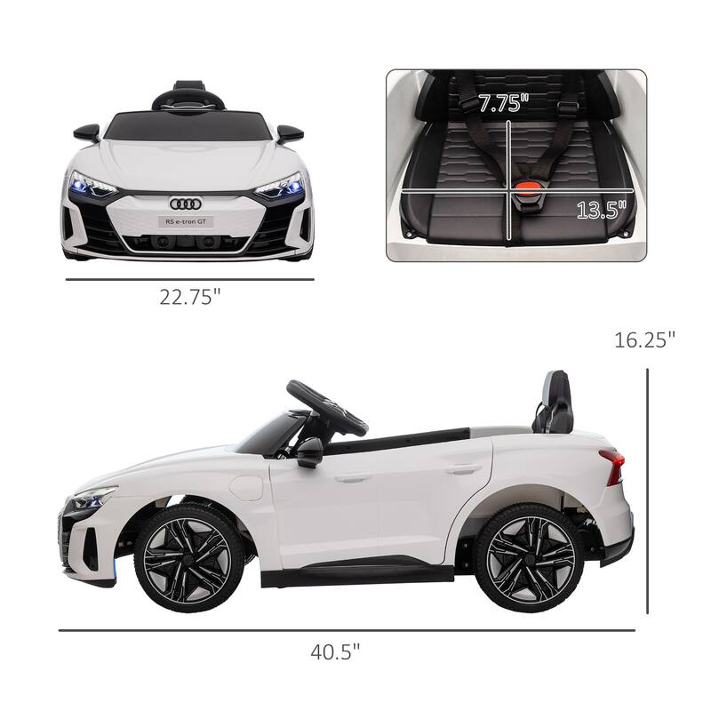 Kids 12V Audi RS E-tron GT Ride-On Car, 3.1 MPH with Remote Control, Suspension, Music & Lights