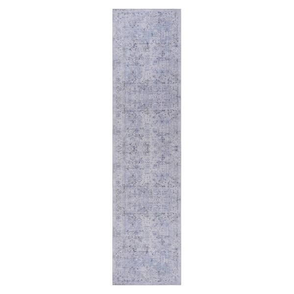 slide 2 of 7, LOOM & LUXE Blue/Cream 2'6''x10' Runner Area Rugs - 120" D x 30" W x 0.14" H