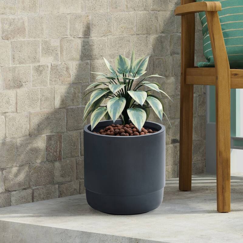 Modern Grey MgO 14.17" Round Planter