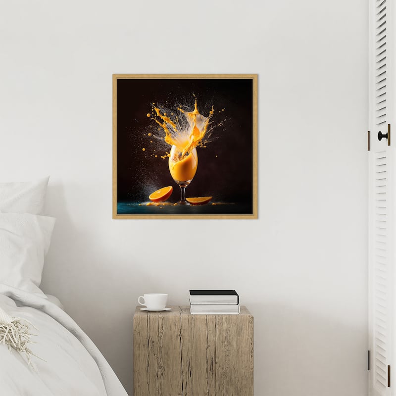 Mimosa Splash by Jake Fouracre Framed Canvas Wall Art Print - Sylvie Bright Gold