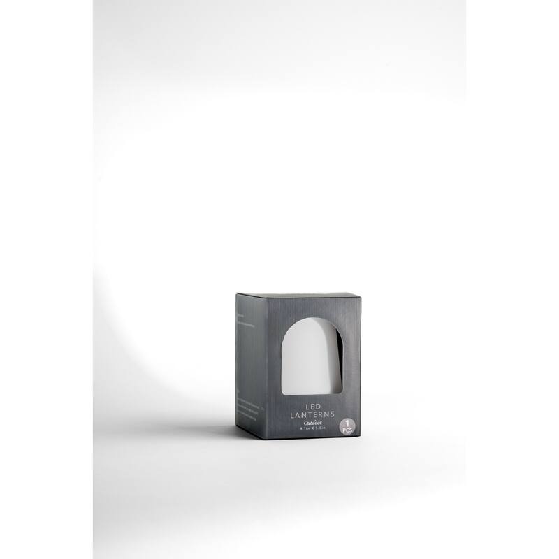Small LED Lighted Flameless Outdoor Lantern Candle - 5.5" - White and Gray