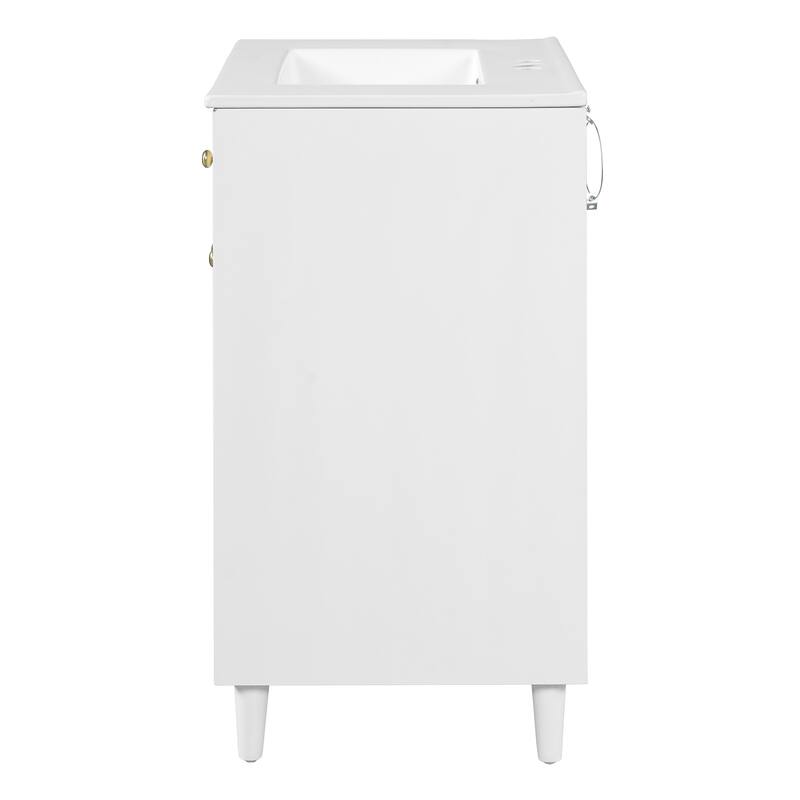 Woven Rattan Bathroom Vanity / Single Ceramic Sink Bathroom Cabinet