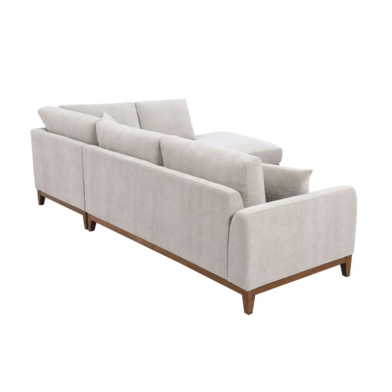 Furniture of America Lurek Mid Century Modern Chenille Sectional Sofa with Chaise.