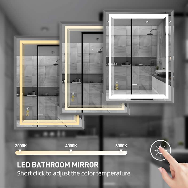 36 in. W x 30 in. H Anti-fog LED Wall Bathroom Vanity Mirror with Backlit and Front Lighting