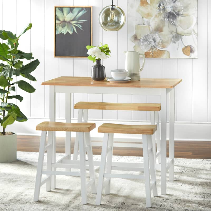 Simple Living Galena Farmhouse 4-piece Counter Height Dining Set - White