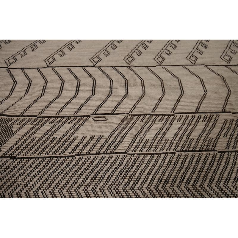 Abstract Moroccan Large Area Rug Handmade Oriental Wool Carpet - 9'11"x 14'5"