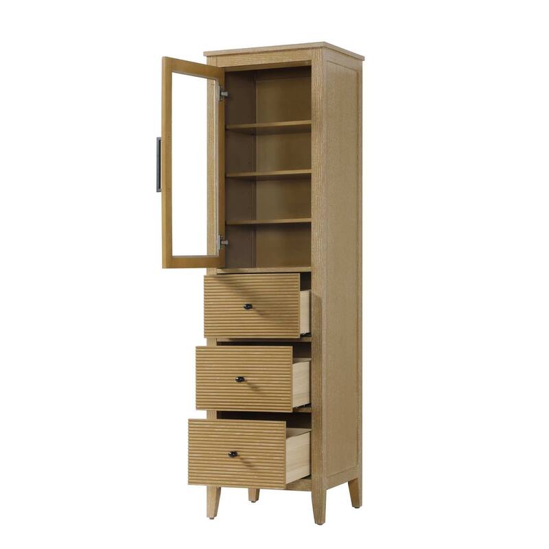 Kensington 16-28 Inch Bath Storage Glass Cabinet