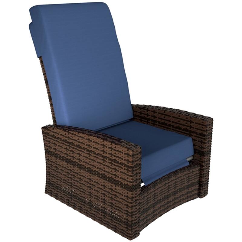Steel PE Rattan Swivel Outdoor Recliner Chair 360 Degree Swiveling Base - 26.4" W x 37.4" D x 37" H