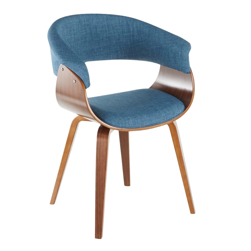 Carson Carrington Samantha Dining/Accent Chair - Set of 2 - Blue Fabric/Walnut Wood