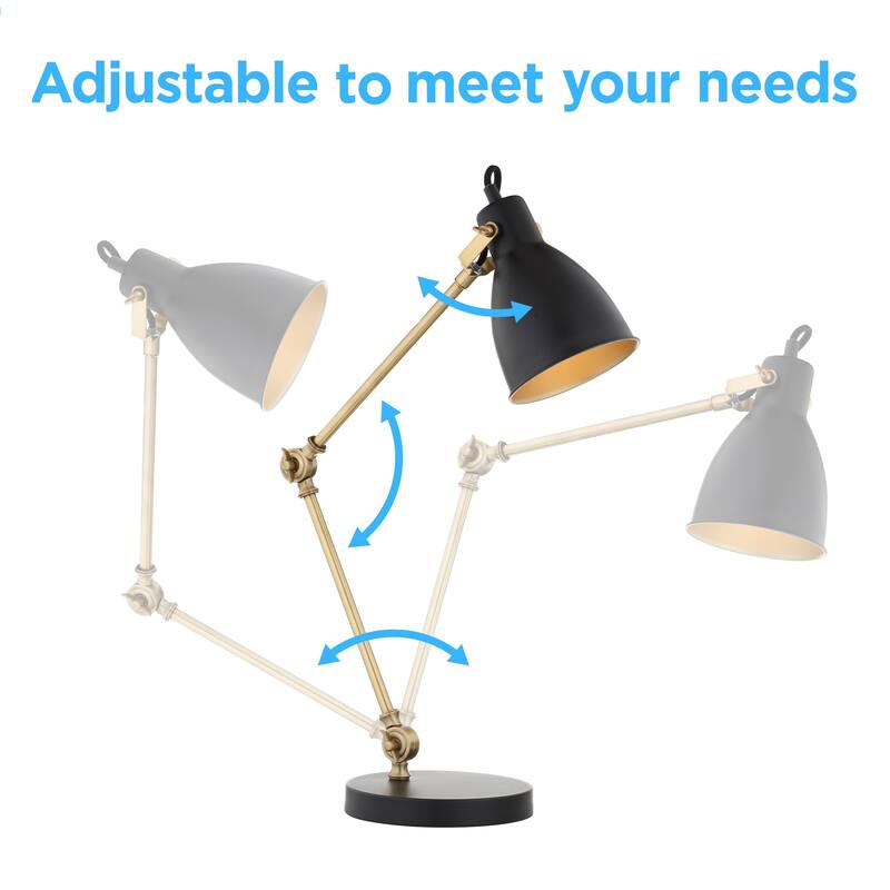 Crosby 24" LED Metal Task Lamp, Black/Brass Gold by JONATHAN Y