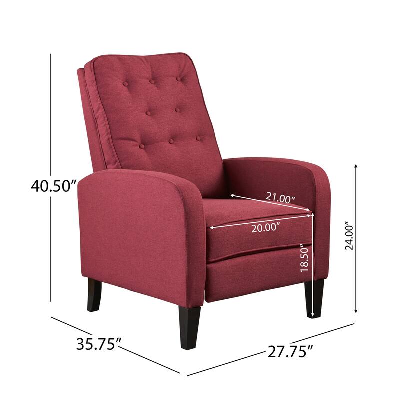 Contemporary Modern Recliner, Tufted Push-back Recliner