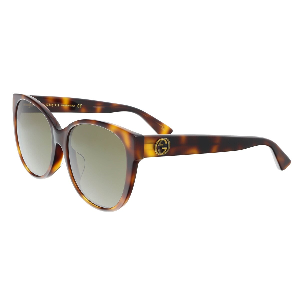Shop Gucci Gg0097sa 002 Havana Cat Eye Sunglasses Overstock