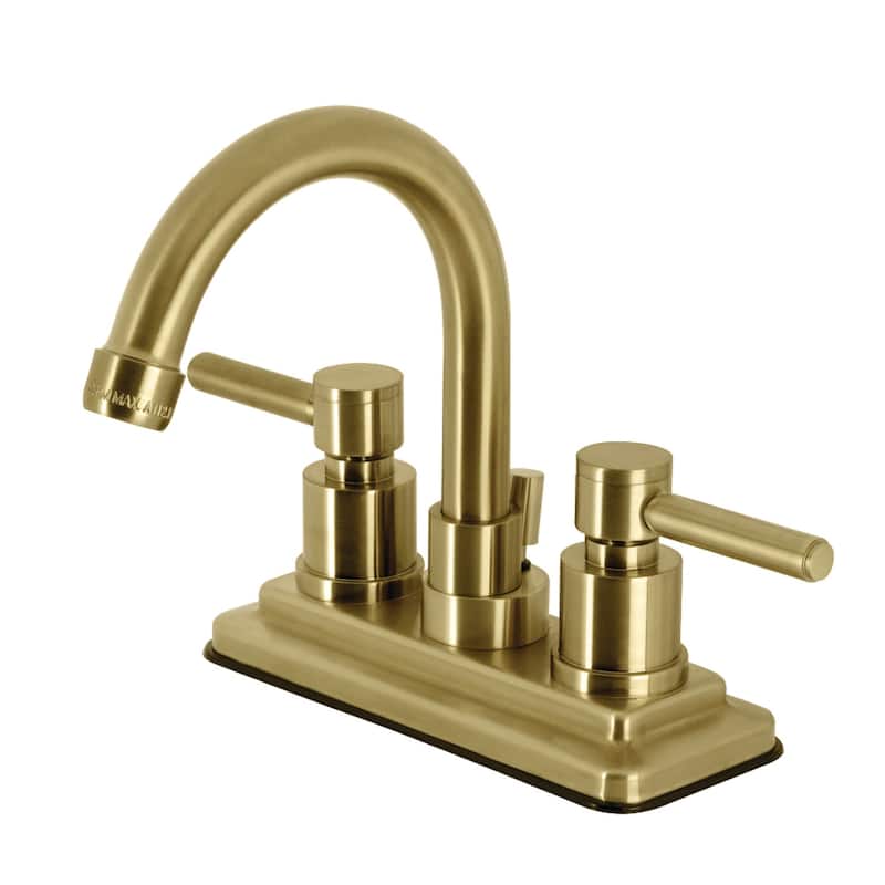 Kingston Brass Concord Two-Handle 3-Hole Deck Mount 4" Centerset Bathroom Faucet with Brass Pop-Up - Brushed Brass