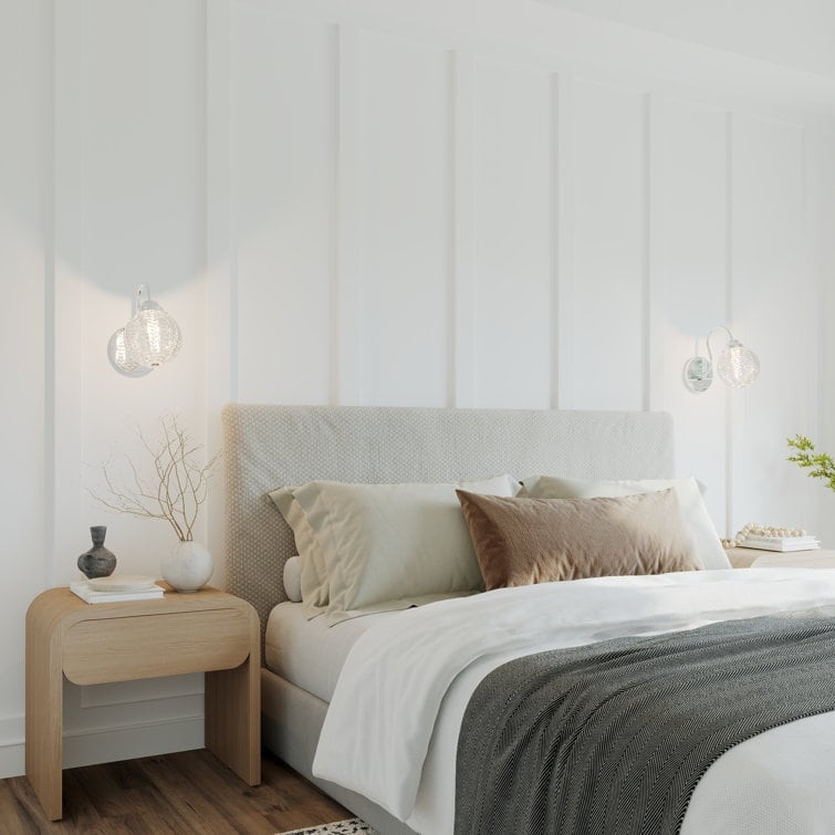 Acroma Clear and Glass Shade Modern Armed Sconce Wall Sconces