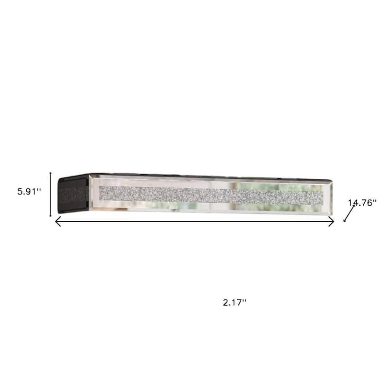 HomeRoots Set Of Six Silver Glass Wall Mounted Floating Shelf With Faux Crystals - 2.17 in. x 5.91 in. x 14.76 in.