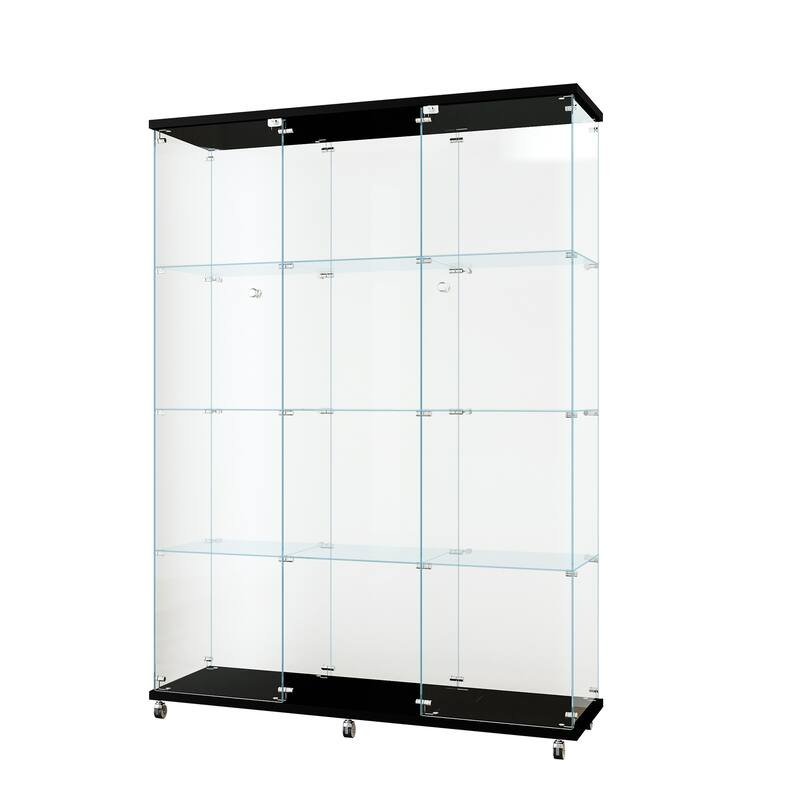Glass Display with 4 Shelves Extra Large, Curio Black