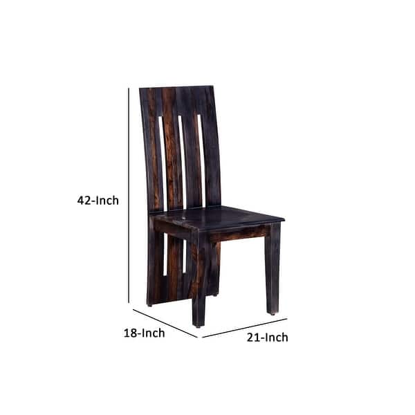 Sari 18 Inch Dining Chairs, Dark Acacia Wood, Set of 2, Natural Brown ...