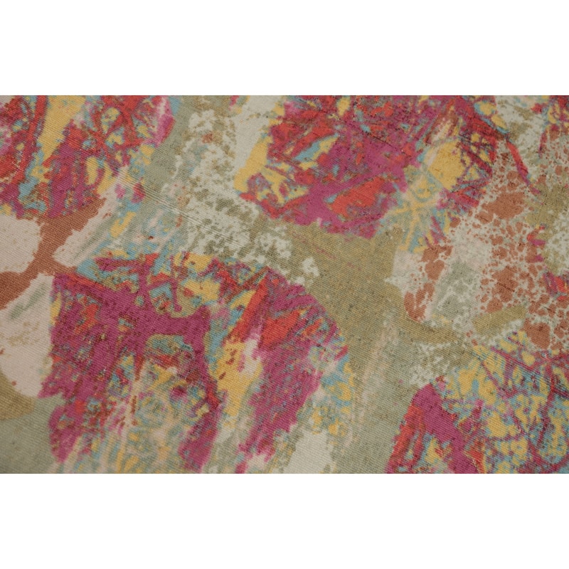 Hand-knotted Modern Silk Multi-Colored Abstract Oriental Area Rug - 7' 11'' X 5' 0''
