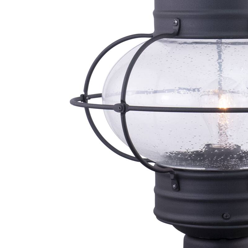 Chatham 1L Black Coastal Outdoor Globe Post Light Clear Glass - 13-in W x 22.5-in H x 13-in D