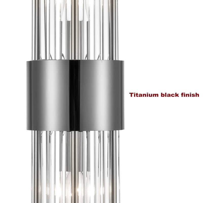 Cabrera Modern Metal Wall Sconce with Beautiful Crystal Clear Glass Rods for Bathroom Set of 2