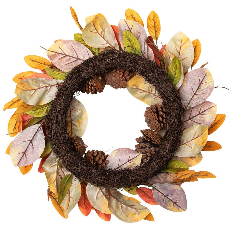 Leaves Berries Twig Artificial Thanksgiving Wreath - 26-Inch, Unlit