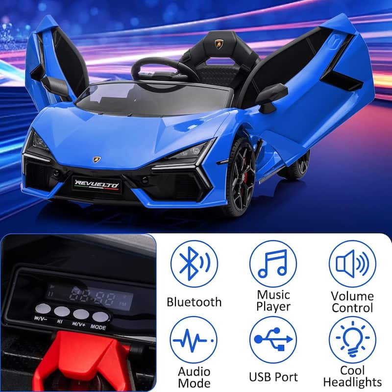 12V Kids Ride On Car, Licensed Lamborghini Revuelto Electric Car for Kids