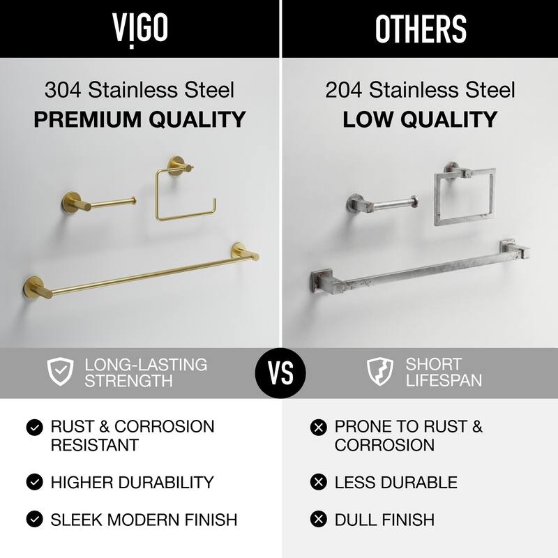 VIGO Cass 3-Piece Bathroom Hardware Accessory Set with 24 in. Towel Bar, Toilet Paper Holder, Hand Towel Holder