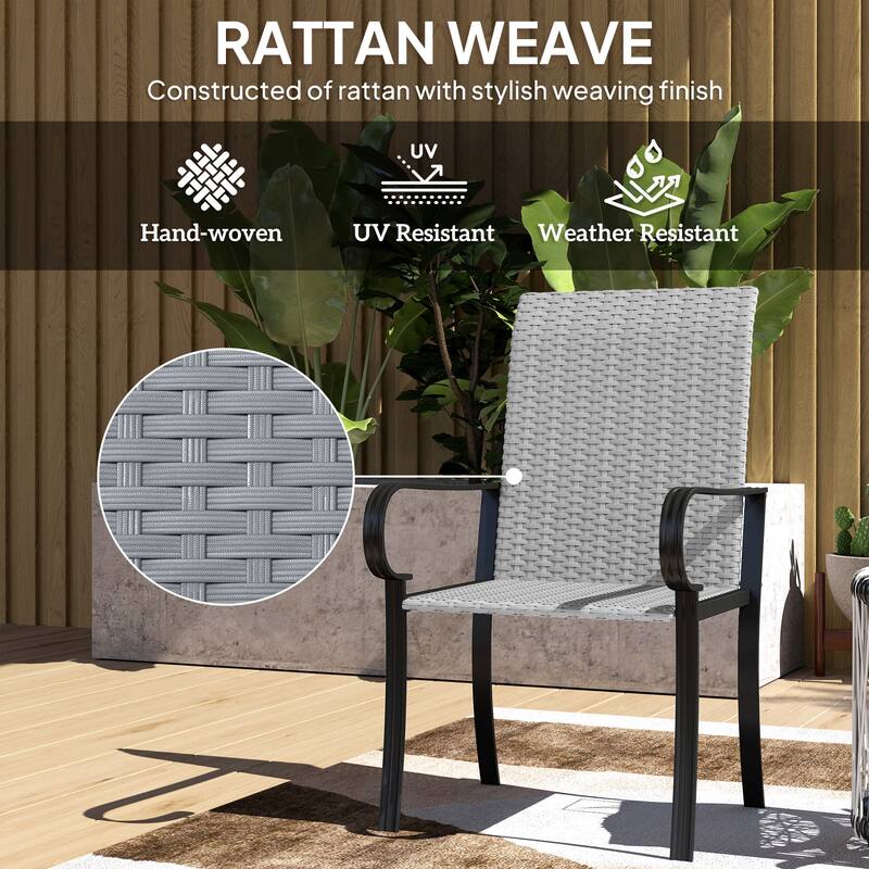 2-Piece Outdoor Hand-Woven PE Rattan Patio Chairs Set with Steel Frame and High Backrest - 23.6" W x 26.8" D x 40.6" H