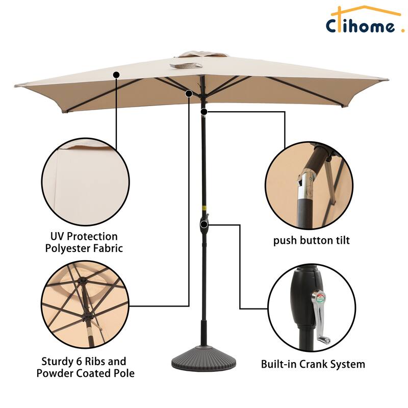 Clihome 10' x 6'5 Aluminum Rectangular Market Umbrella