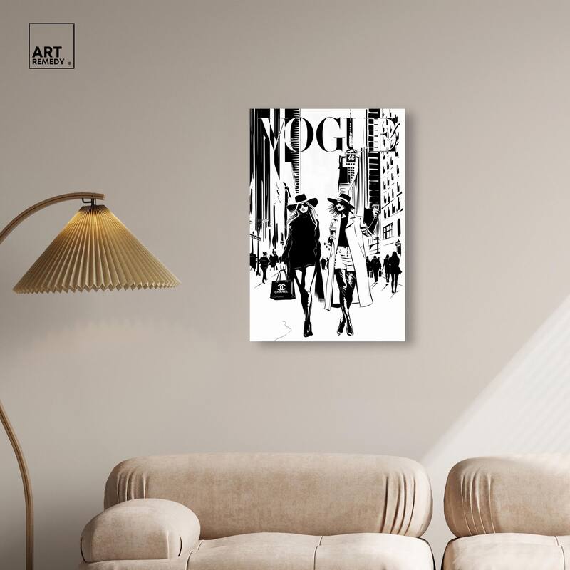Shopping Gals Cover Canvas by Art Remedy, Gallery Wrapped