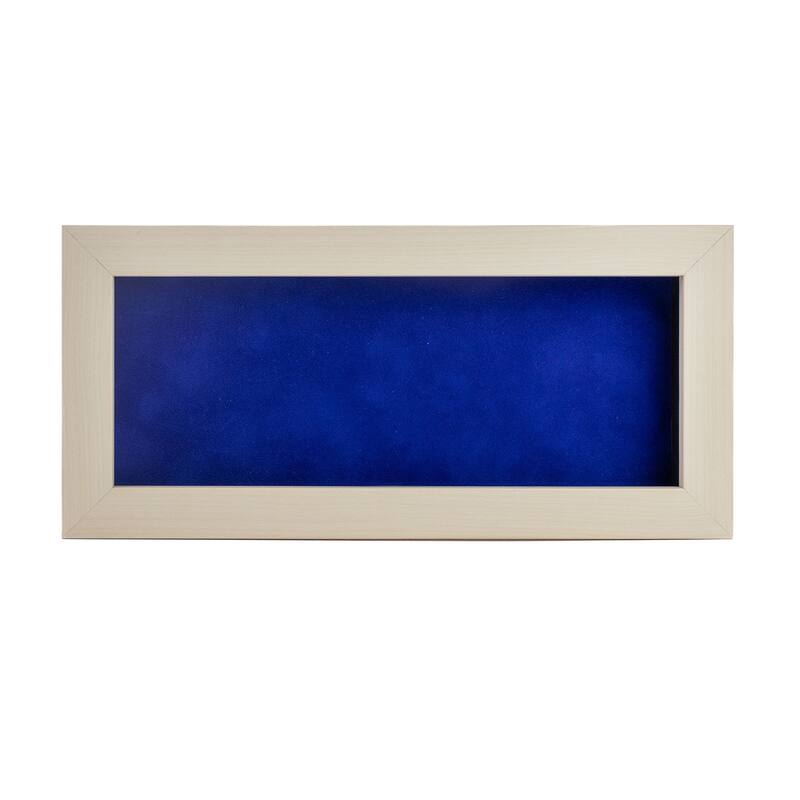 16x30 Shadow Box Frame White Washed Wood | With a 3/4" Usable Display Depth | Includes a Royal Blue Real Suede Texture Acid-Free