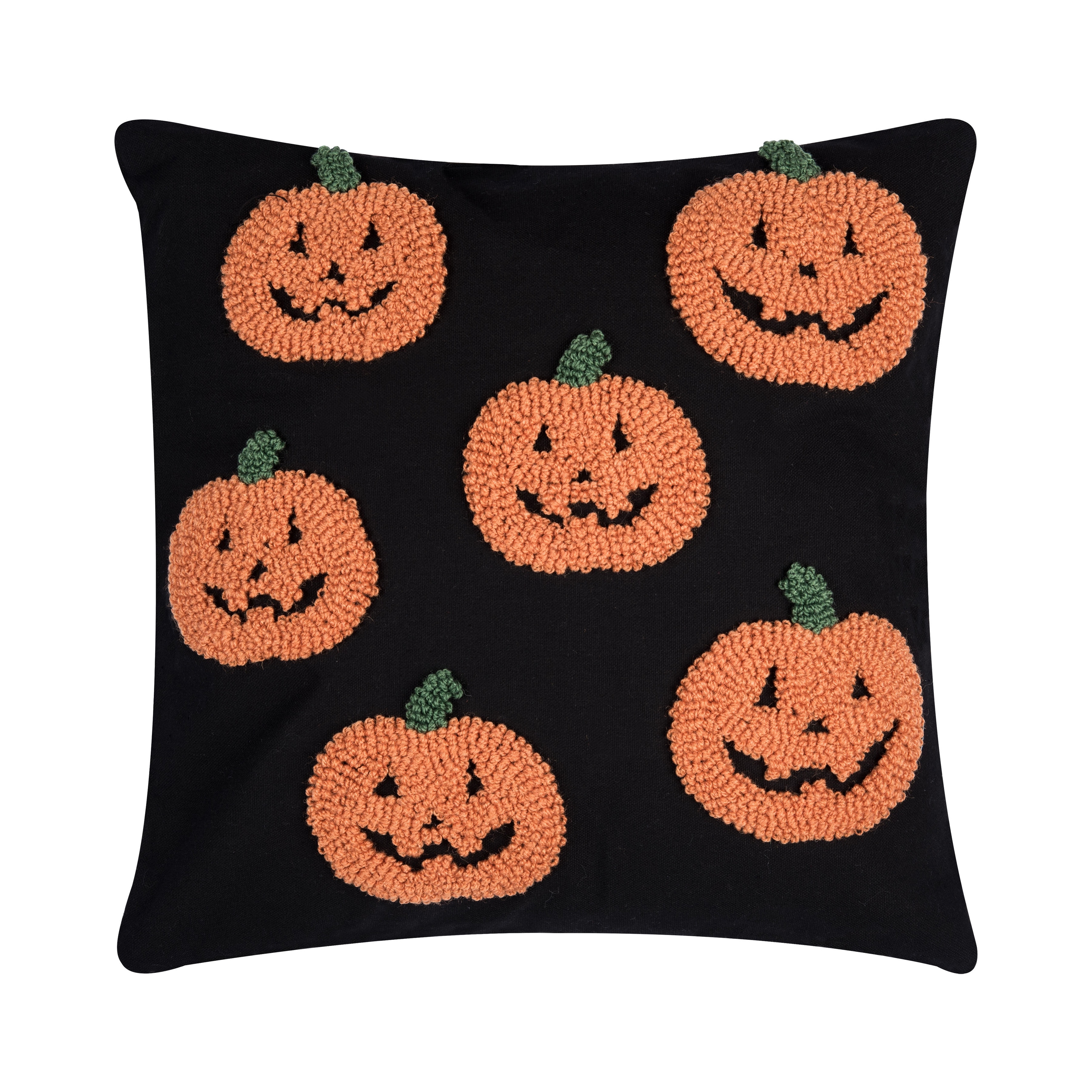 Pumpkin Party Hooked Throw Pillow 18" x 18"