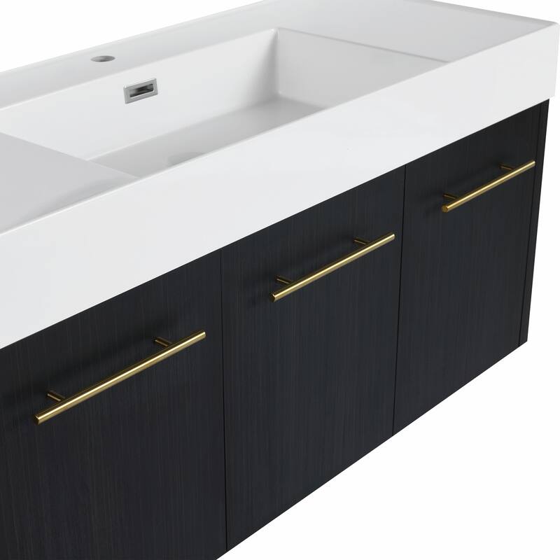 Wall-Mounted Bathroom Vanity with Thick-Edged Resin Basin Sink