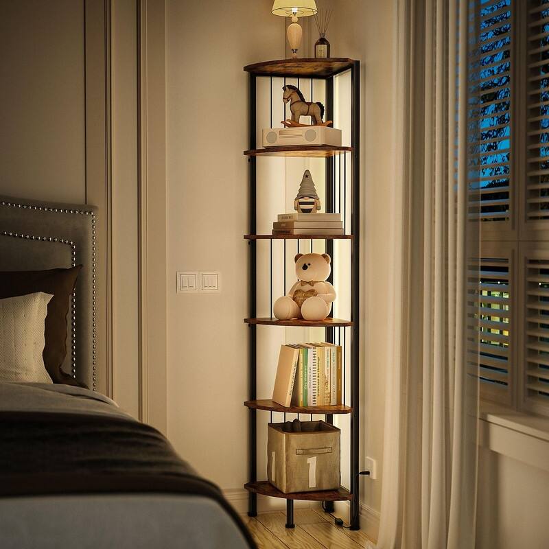 Corner Shelf Stand - 11.7"D x 11.7"W x 63"H