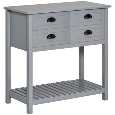 Modern Buffet Cabinet with 4 Drawers and Slatted Bottom Shelf for Kitchen, Living Room