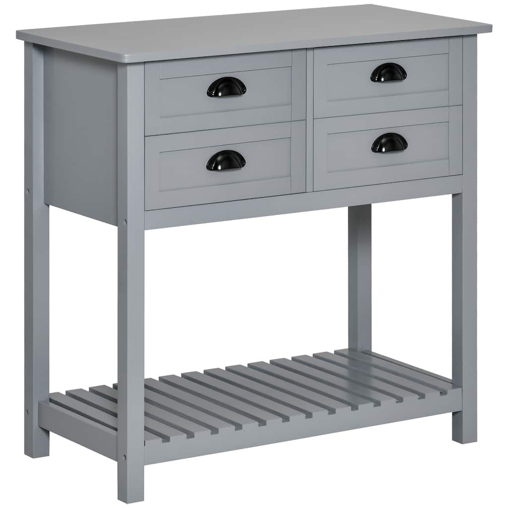 Modern Buffet Cabinet with 4 Drawers and Slatted Bottom Shelf for Kitchen, Living Room