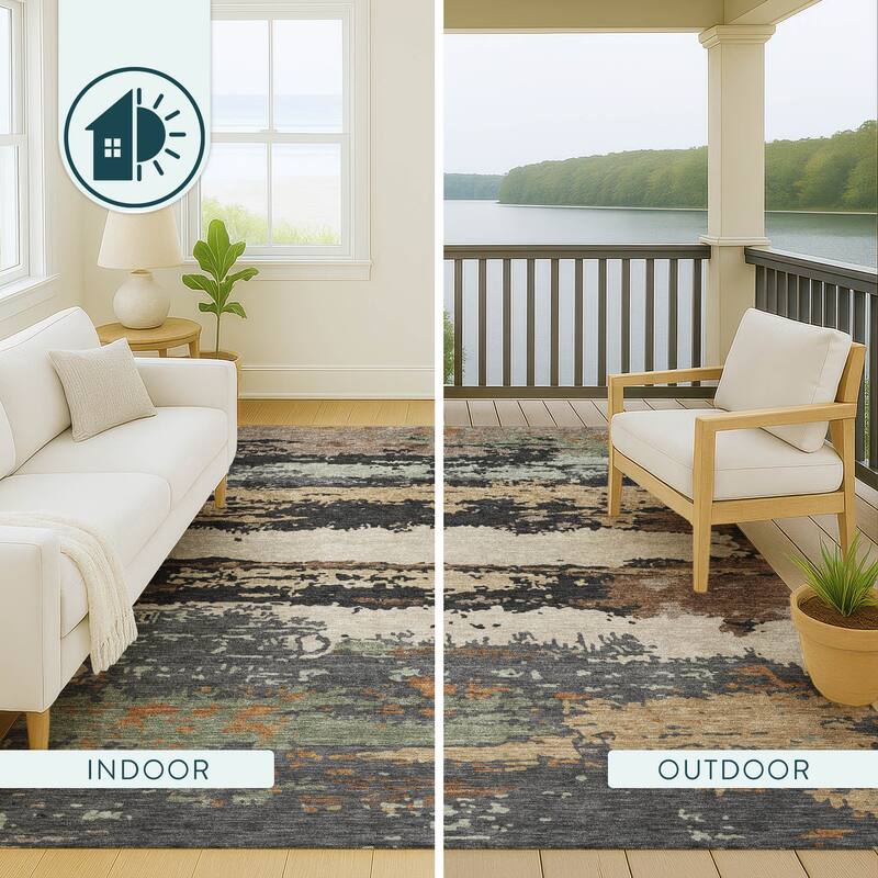 Machine Washable Indoor/ Outdoor Modern Buena Chantille Rug