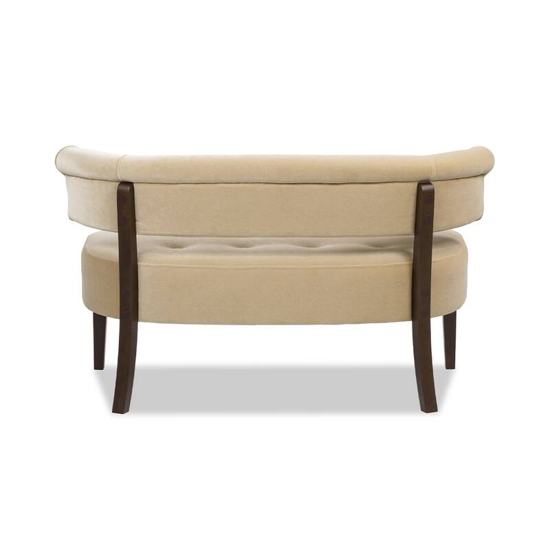 Roll Arm Tufted Bench Settee,Performance Velvet