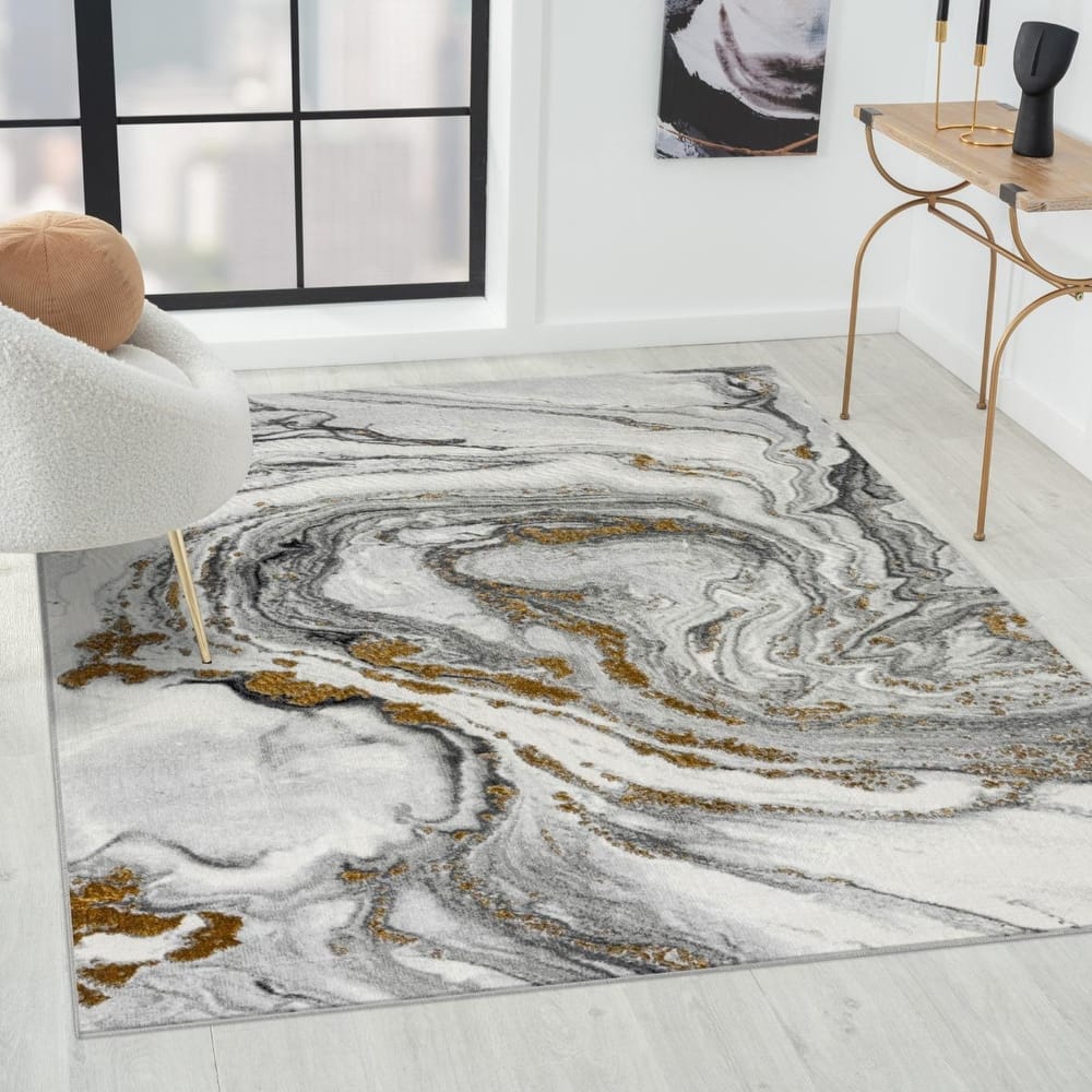 Luxe Weavers Marble Effect Abstract Area Rug, Stain-Resistant Carpet