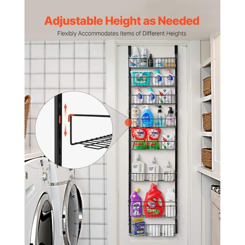 Pantry Organizer with Adjustable Baskets Wall Mount & Over Door Rack
