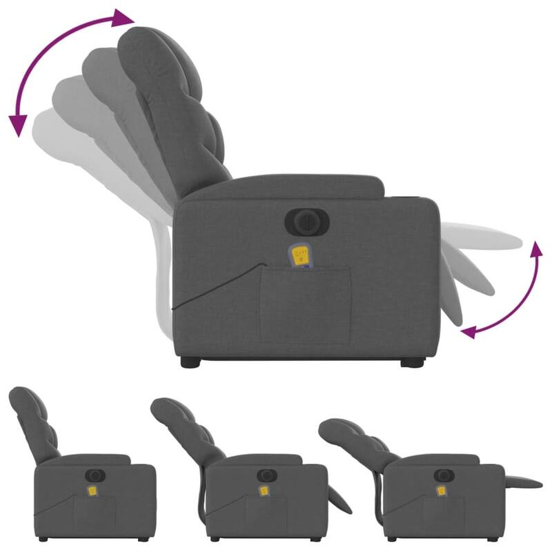vidaXL Stand up Massage Recliner Chair Light Gray Fabric