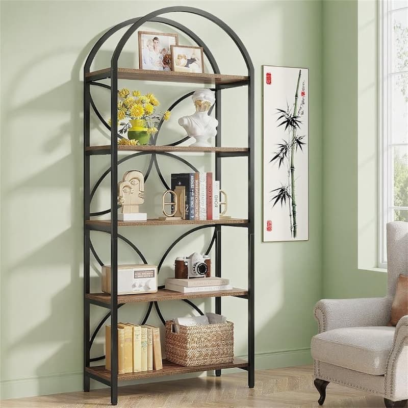 Industrial Narrow 5-Tier Bookcase