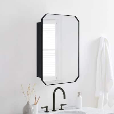 TEHOME Arched Metal Surface Mount Irregular Medicine Cabinet with Mirror - 18" x 26"