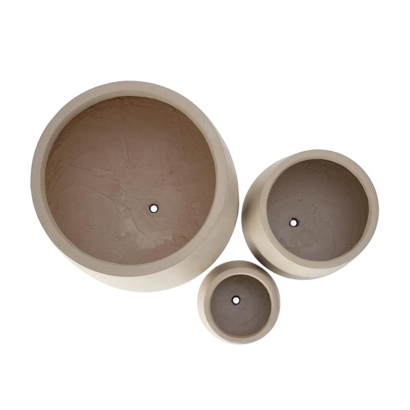 Lightweight Round MGO Outdoor Planter Set-3 Sizes (15.6"/10.74"/7.3"),Large Outdoor Indoor Flower Pots with Drainage Hole