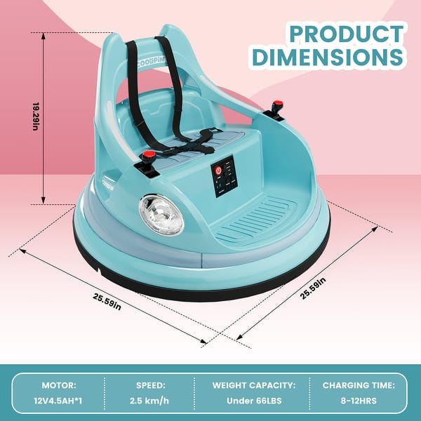 dimension image slide 0 of 4, Ride On Bumper Car for Kids & Toddlers 12V Baby Bumping Toy Gifts